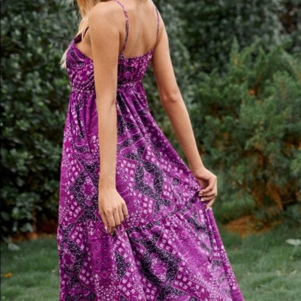 Bohemian Boho Gypsy Ruffle Cami Maxi Dress - Picture 5 of 8
